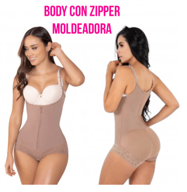 Body Seductora Con Zipper - Faja Colombiana Moldeadora