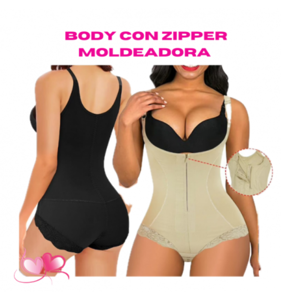 Body Seductora Con Zipper - Faja Colombiana Moldeadora