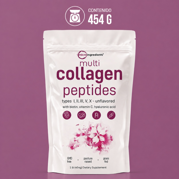 Multi Colágeno Peptides 454g — Tipos I, II, III, V, X | Microingredients