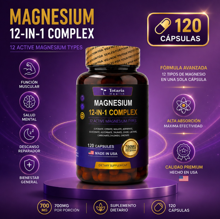 Totaria Magnesio 12 en 1 Complex — 120 Cápsulas