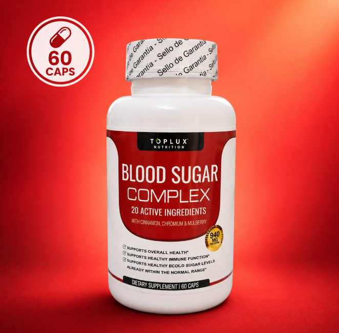 Blood Sugar Complex — 60 Cápsulas | 20 Ingredientes | TOPLUX Nutrition