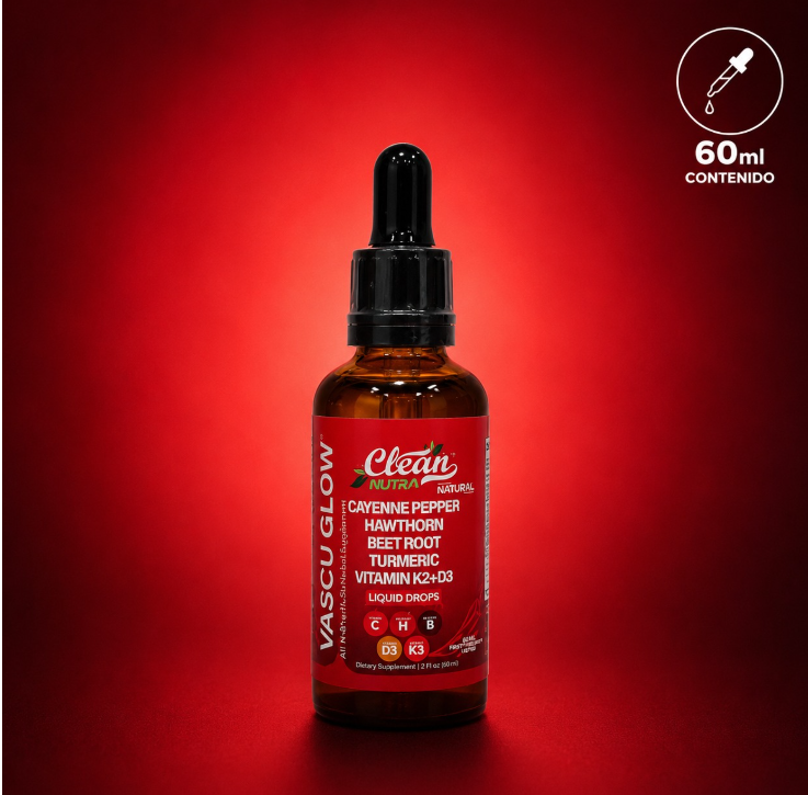 Vascu Glow Gotas Líquidas — 60ml | Circulación y Corazón | Clean Nutra
